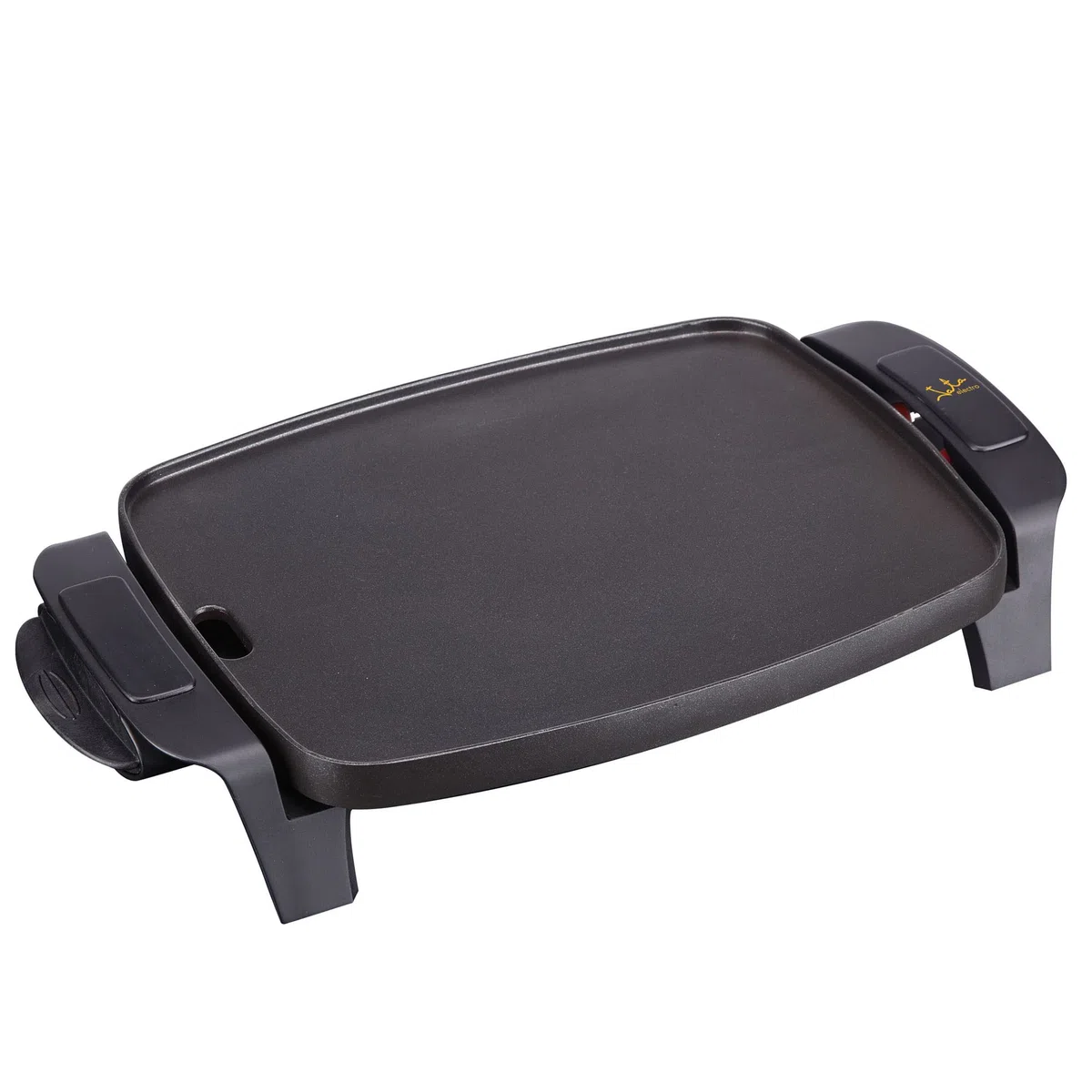JATA GR205 - Plancha de Asar Eléctrica 1000W, Grill Antiadherente Durastone Libre PFOA, Termostato Regulable, Superficie: 28 x 22 cm, Bandeja Salsera