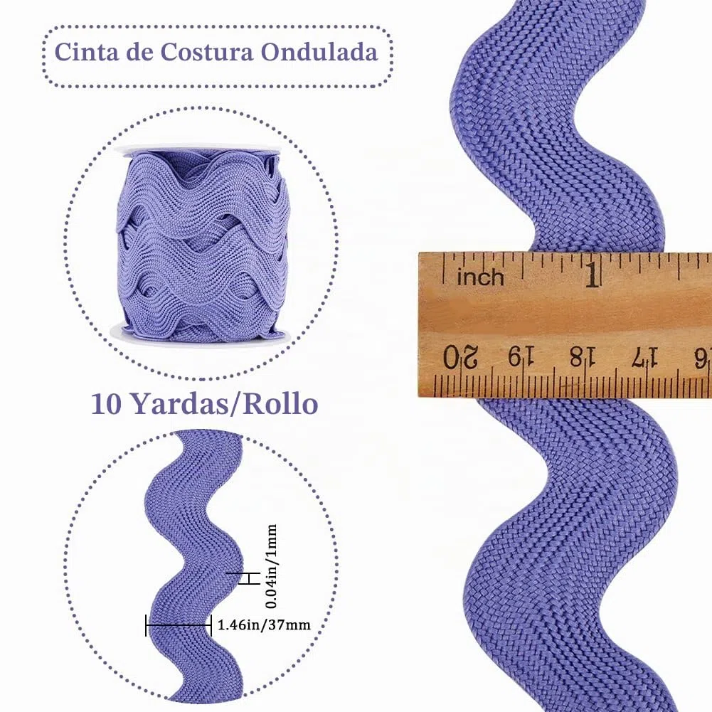 GORGECRAFT 10 Yarda*37mm Borde de Flecos Ondulados Color Aguamarina,Rick Rack Zig Zag RIC Rac,Borde de Tela Trenzada Curvada,Cinta de Encaje para Coser En Casa,Fiesta,Vestido de Boda,Artesanía