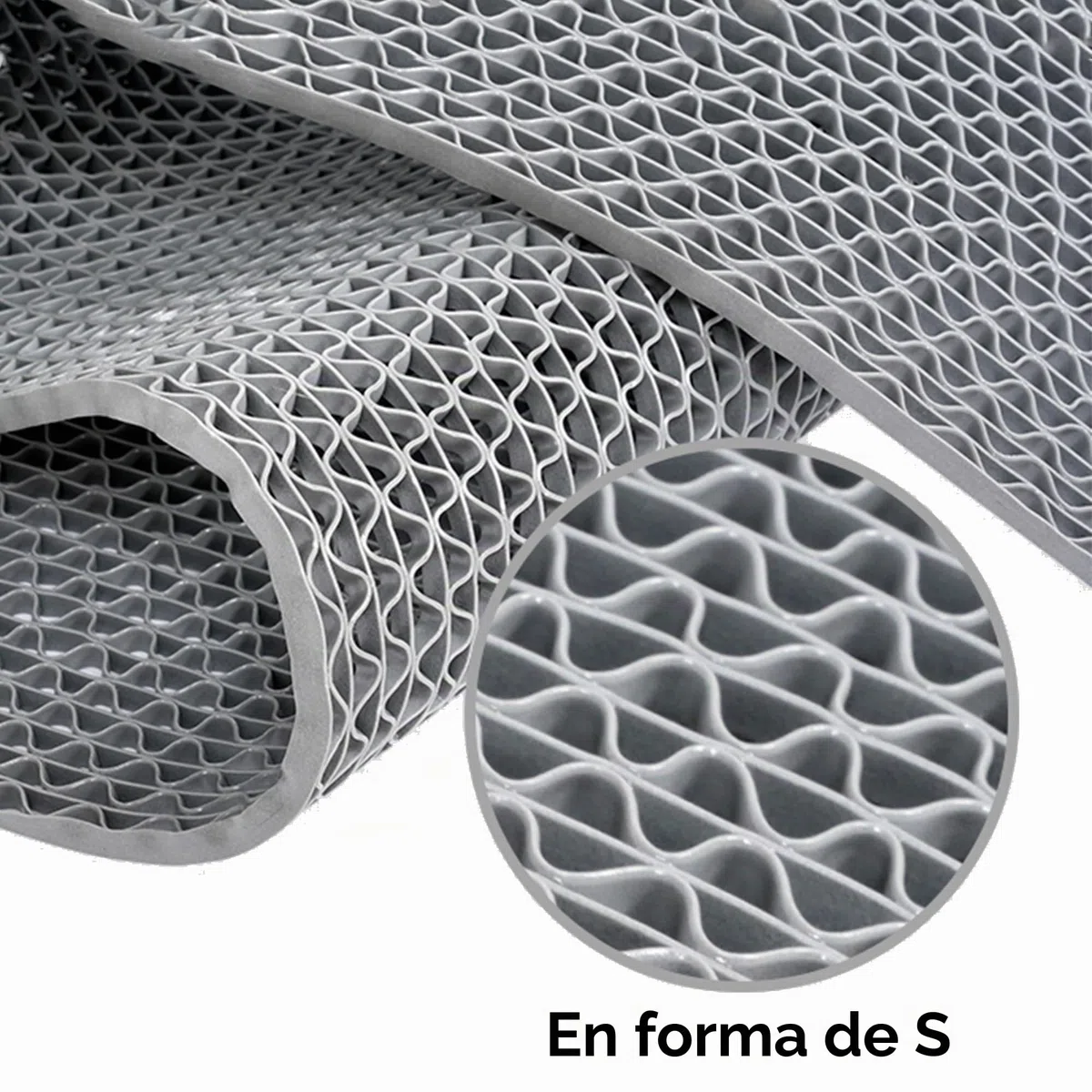 MYOYAY Alfombra de drenaje antideslizante por metro, 300x90 cm, antideslizante, PVC, hueca, alfombrilla de baño, alfombra de ducha, alfombra comercial para cocina, baño, balcón, pasillo, gris