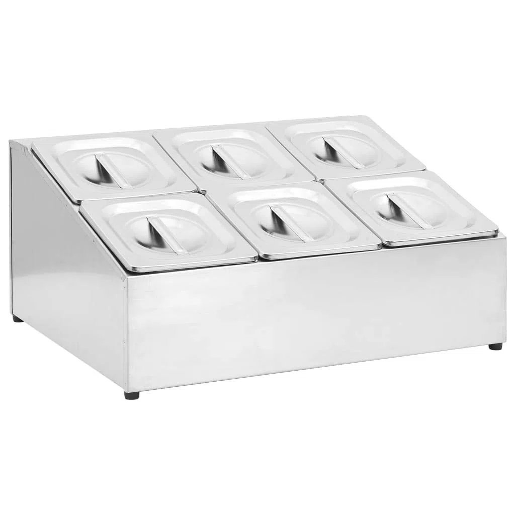 Gastronorm - Contenedor con 6 sartenes GN 1/6 de acero inoxidable