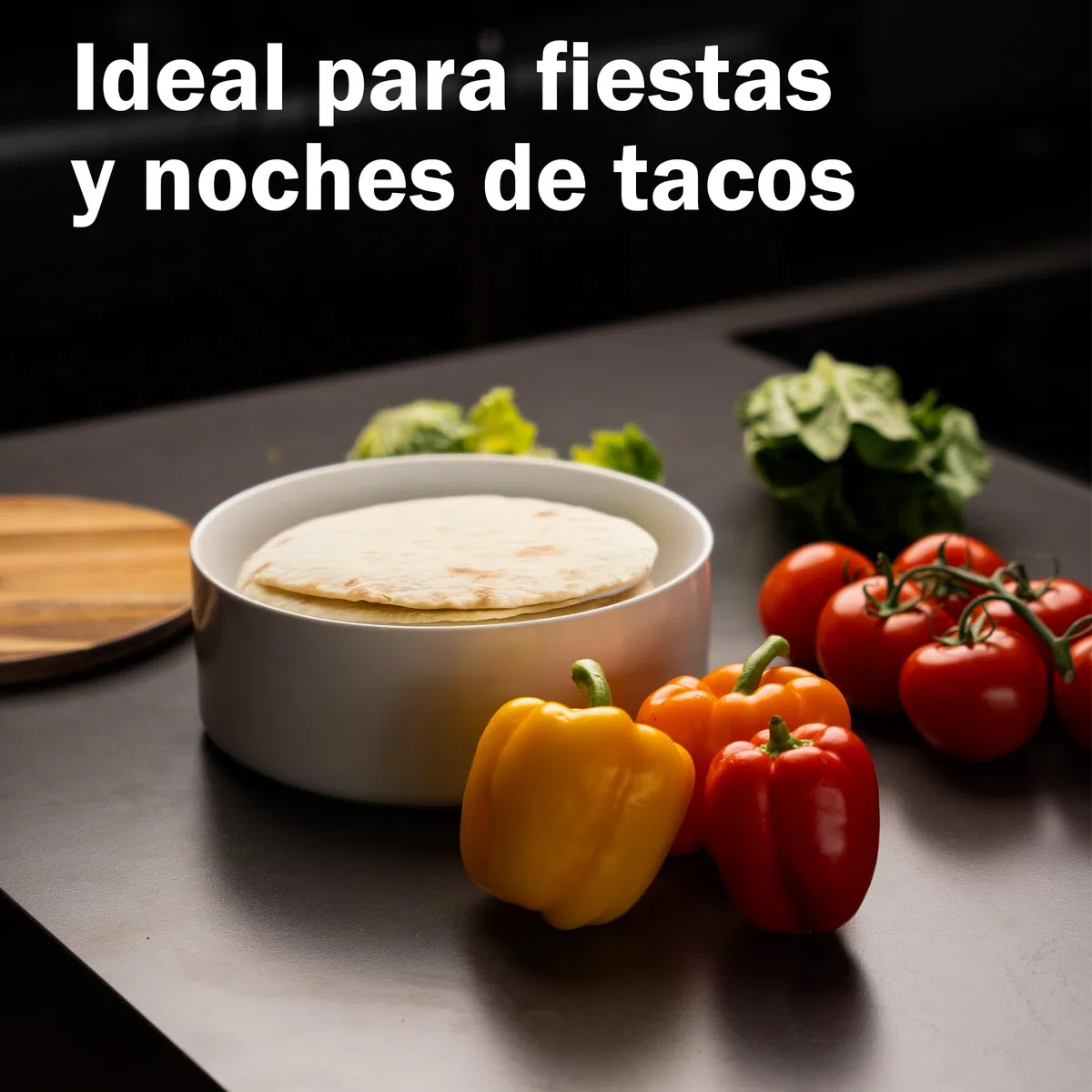 Tortillada - Calentador de tortillas de cerámica con tapa 23,5 cm, calentador de pan, calentador de panqueques, portatortillas con tapa - Apto para microondas