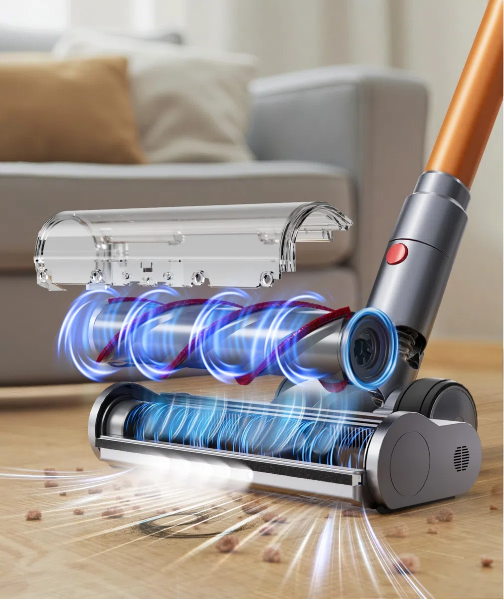 Aspiradora sin Cable 600W/50KPA/65Min (ECO), Escoba Aspiradora sin Cable Potente con AUTO Modo, Carga de Pared, Aromaterapia, Manguera de 1M, Cepillo Antienredos para Cabello/Alfombras/Pisos(X7A Pro)